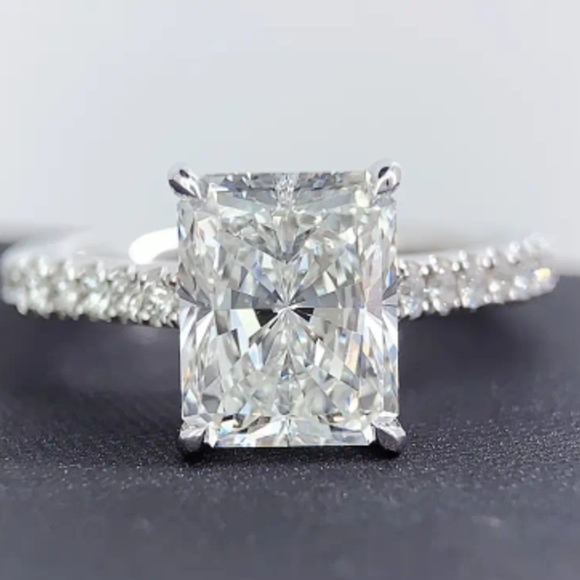 Authentic Moissanite 4 Carat 18k White Gold Over Sterling Silver Ring Sz 4.75! - Picture 3 of 9